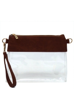 Fashion See Thru Transparent Clutch Crossbody Bag AD200T BROWN